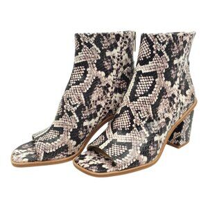 Vince Camuto Bebinder Peep Toe Ankle Boot Womens 5.5 Snakeskin Print Back Zip